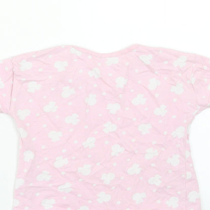 George Girls Pink Geometric Cotton Basic T-Shirt Size 2-3 Years Round Neck Pullover