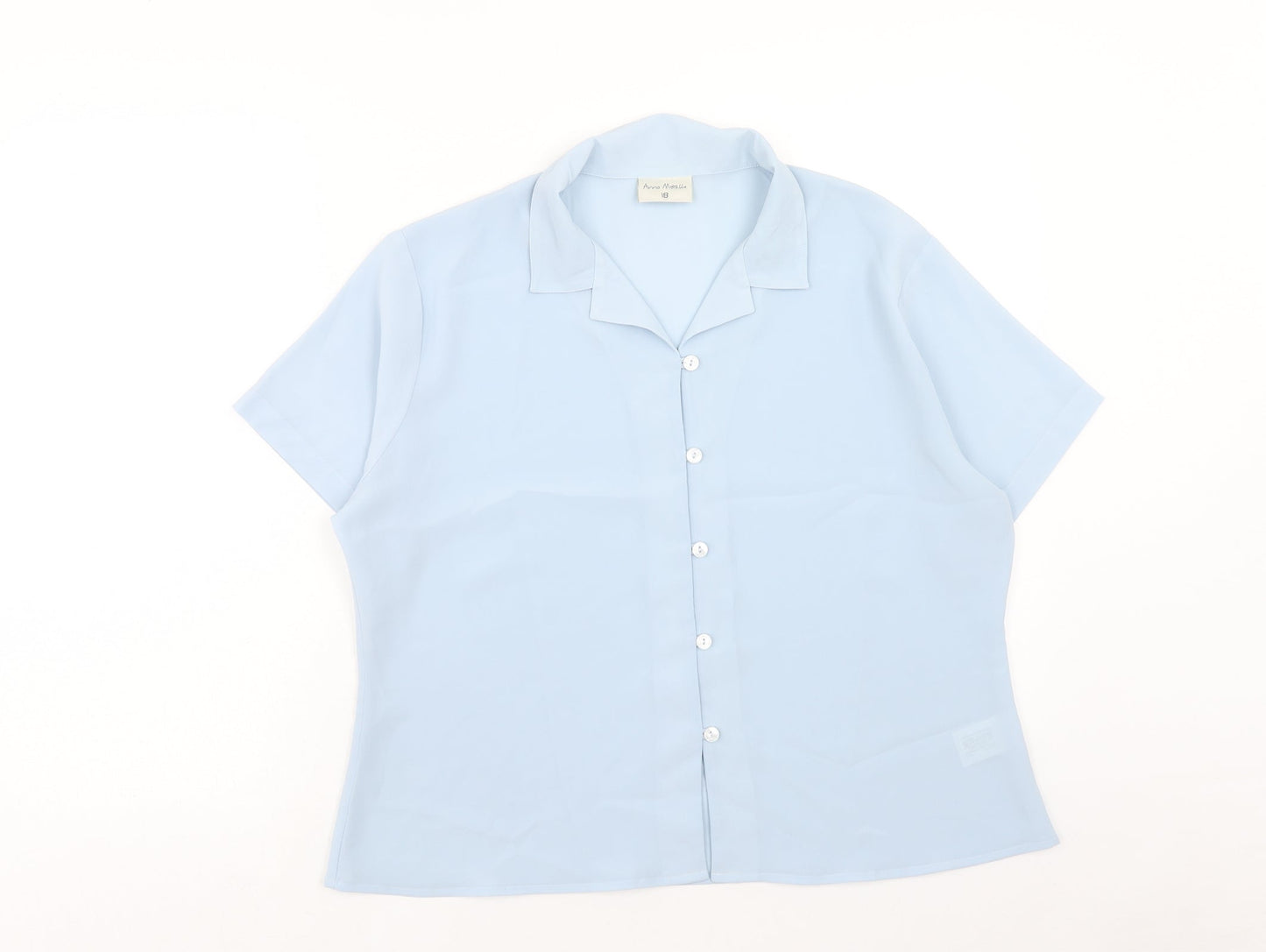 Womens UK Size 18 Anna Morelle Blue Basic Button-Up