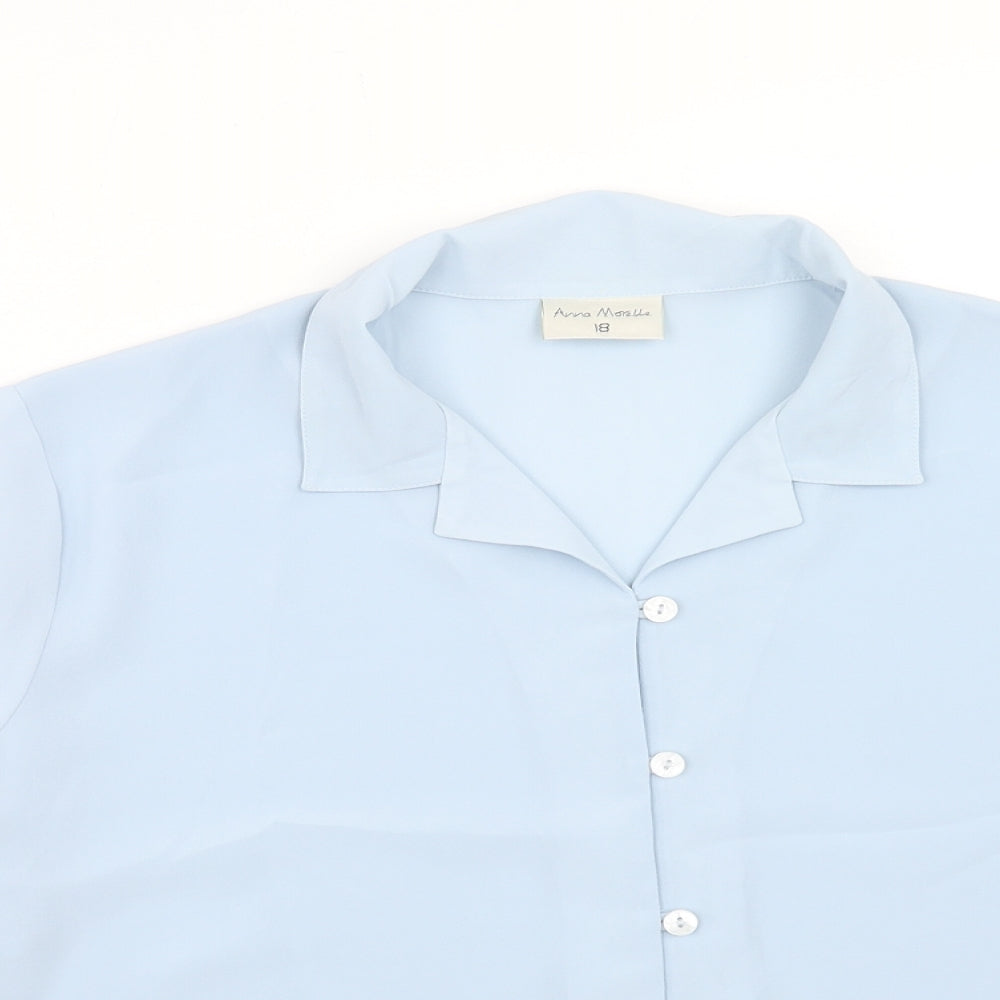 Womens UK Size 18 Anna Morelle Blue Basic Button-Up