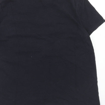 F&F Womens Blue Cotton Basic T-Shirt Size 10 Scoop Neck - Flower Motif