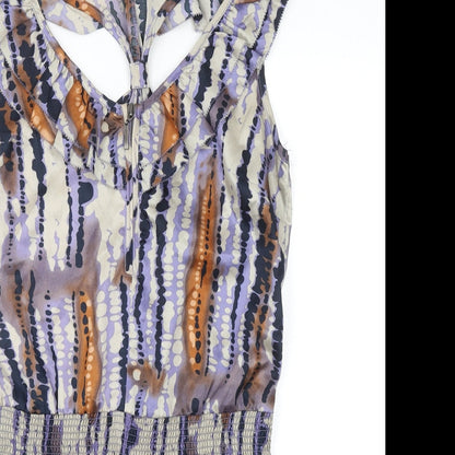 Vertigo Womens Multicoloured Geometric Polyester Playsuit One-Piece Size XS Zip