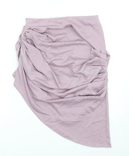 Boohoo Womens Purple Polyester Tulip Skirt Size 10 Zip