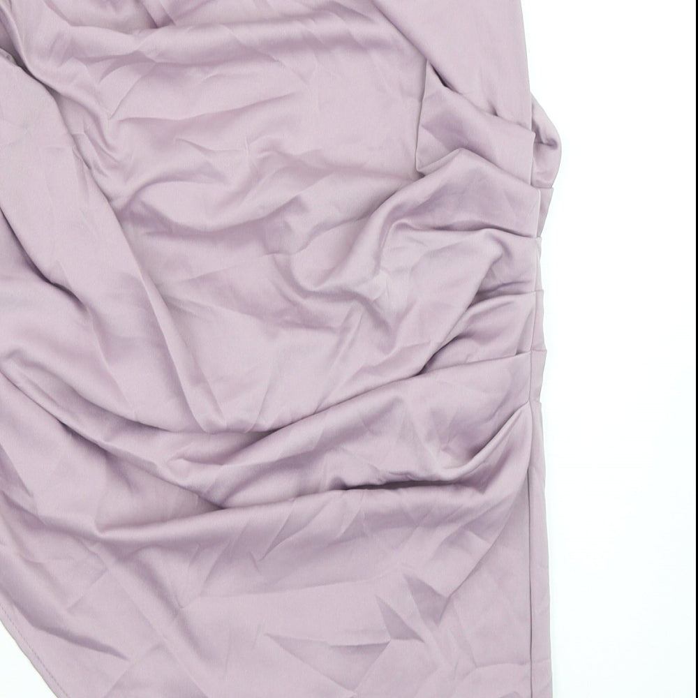 Boohoo Womens Purple Polyester Tulip Skirt Size 10 Zip