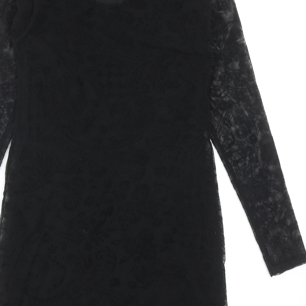 Boohoo Womens Black Polyester Sheath Size 10 Boat Neck Pullover