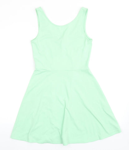 Divided by H&M Womens Green Polyacrylate Fibre Fit & Flare Size 12 Scoop Neck Pullover