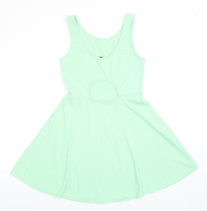 Divided by H&M Womens Green Polyacrylate Fibre Fit & Flare Size 12 Scoop Neck Pullover