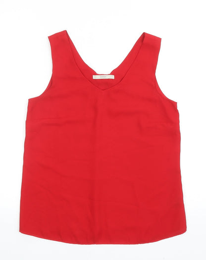 George Womens Red Polyester Basic Tank Size 10 V-Neck