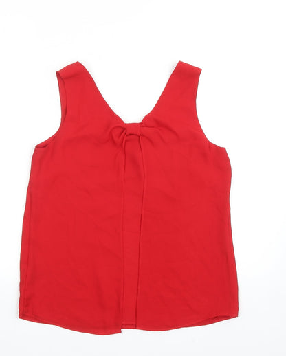 George Womens Red Polyester Basic Tank Size 10 V-Neck
