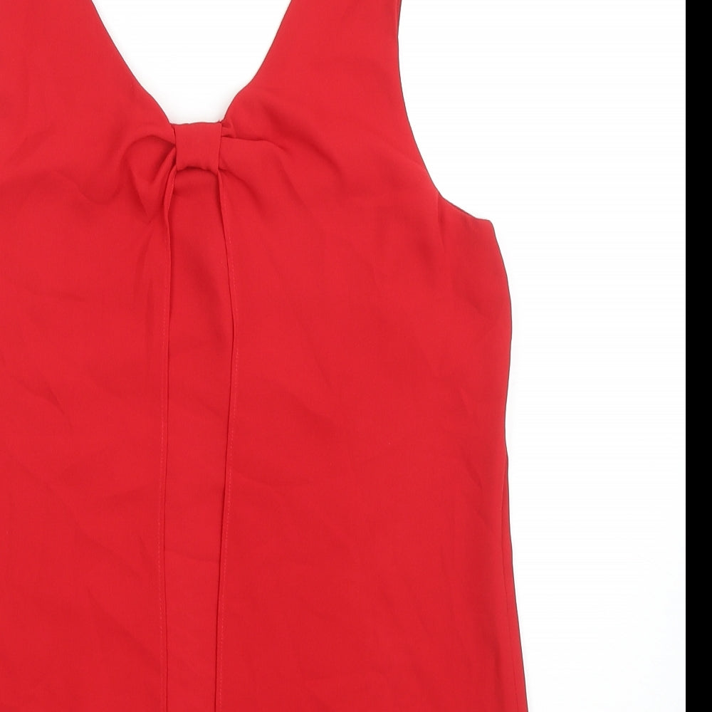 George Womens Red Polyester Basic Tank Size 10 V-Neck