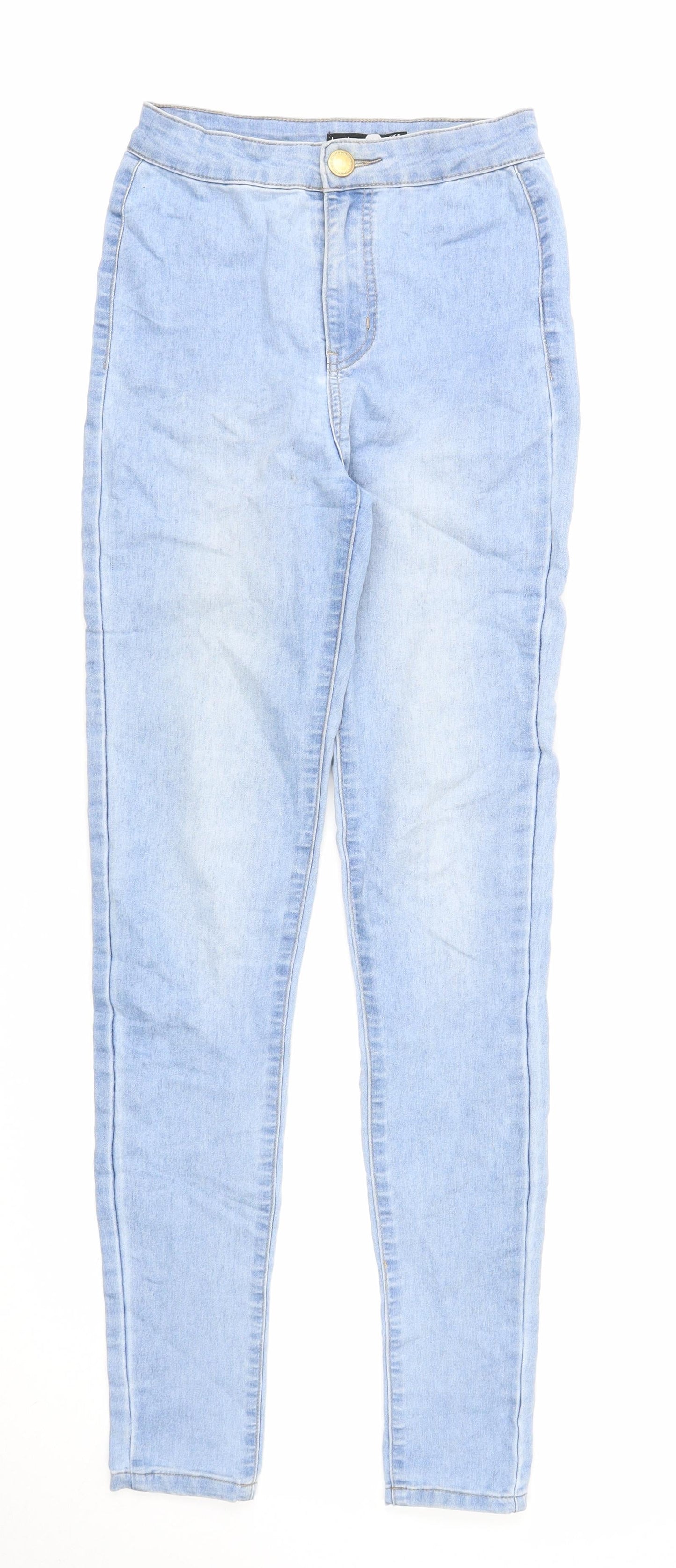 Boohoo Womens Blue Cotton Skinny Jeans Size 6 Regular Zip