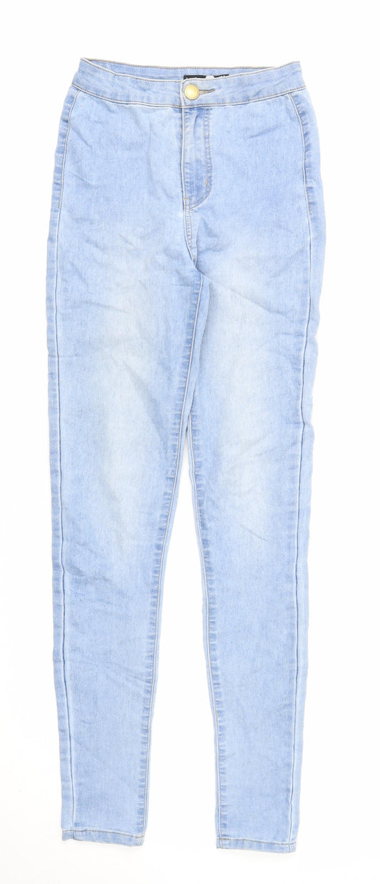 Boohoo Womens Blue Cotton Skinny Jeans Size 6 Regular Zip