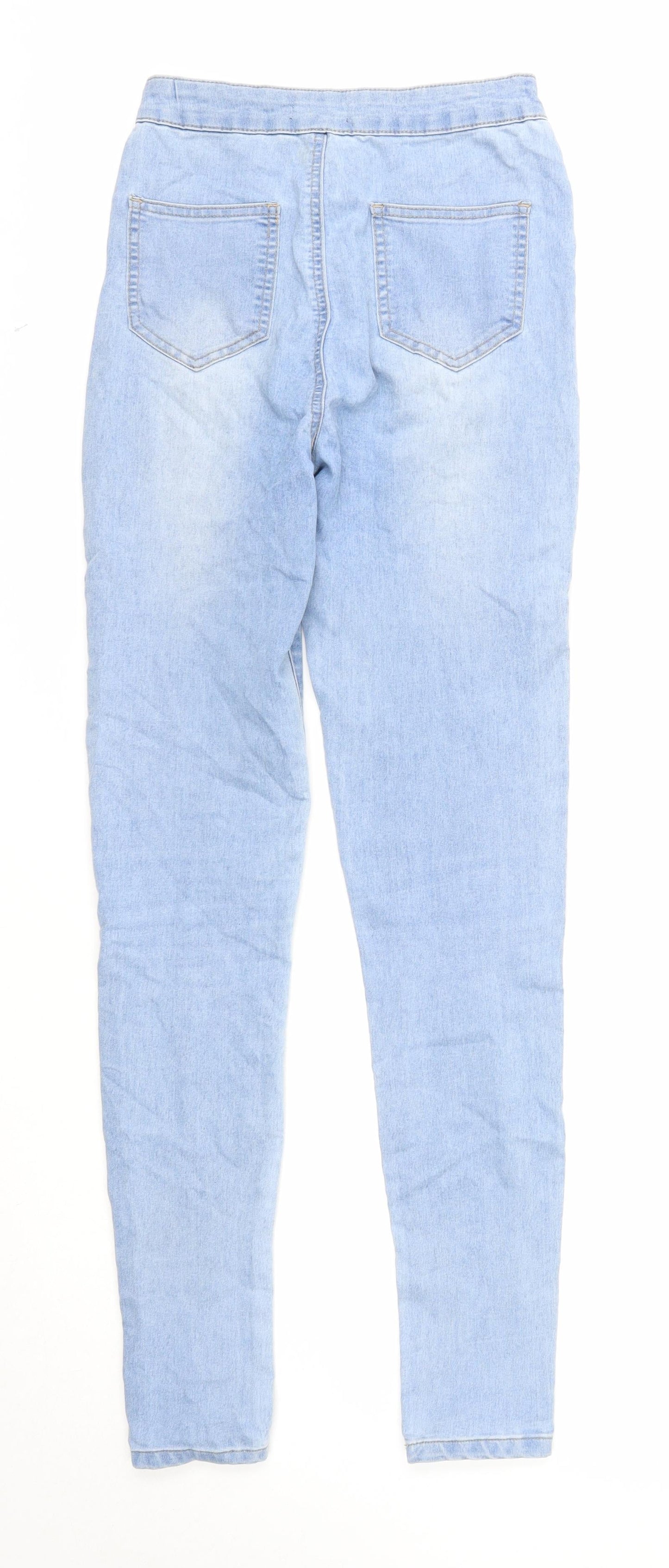 Boohoo Womens Blue Cotton Skinny Jeans Size 6 Regular Zip