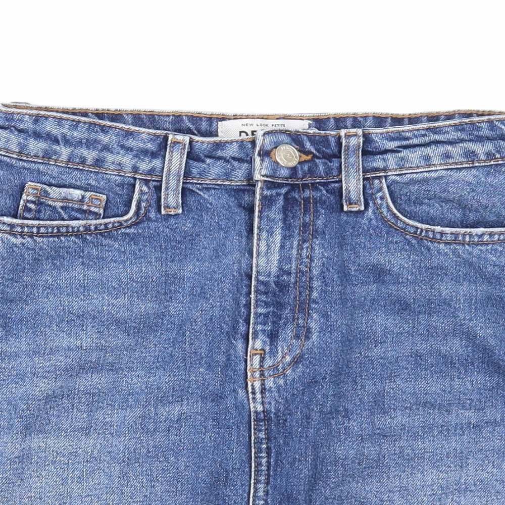 New Look Womens Blue Cotton Straight & Pencil Skirt Size 8 Zip