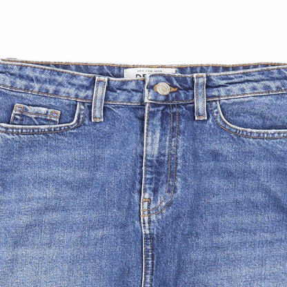 New Look Womens Blue Cotton Straight & Pencil Skirt Size 8 Zip