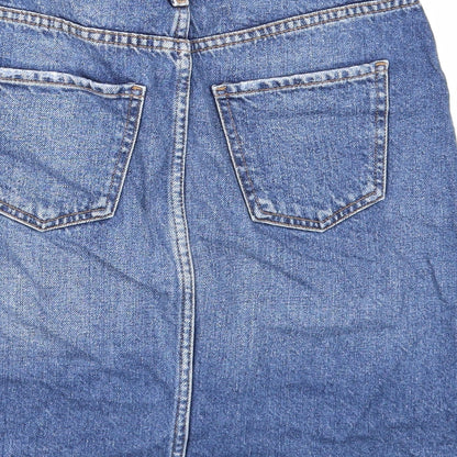 New Look Womens Blue Cotton Straight & Pencil Skirt Size 8 Zip