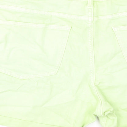 Marks and Spencer Womens Green Cotton Boyfriend Shorts Size 22 Regular Zip