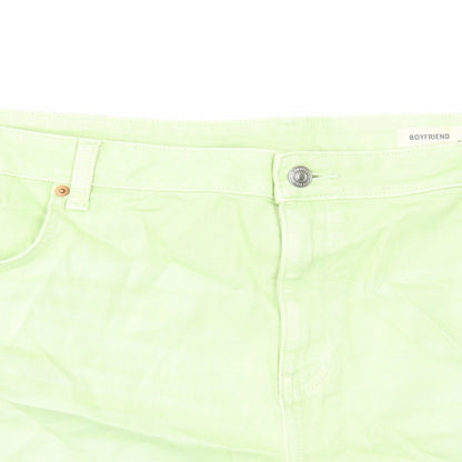 Marks and Spencer Womens Green Cotton Boyfriend Shorts Size 22 Regular Zip