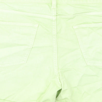 Marks and Spencer Womens Green Cotton Boyfriend Shorts Size 22 Regular Zip