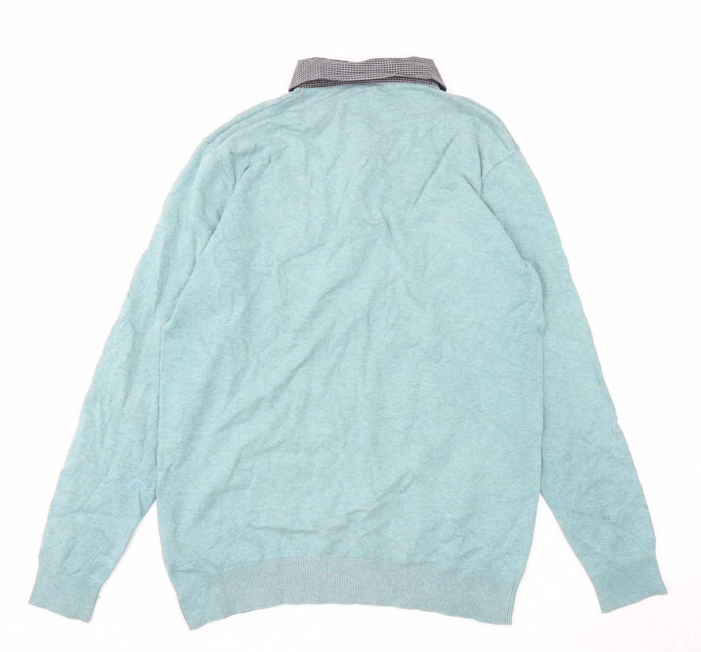 Authentic Casual Wear Mens Blue Cotton Polo Size M Collared Button