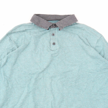 Authentic Casual Wear Mens Blue Cotton Polo Size M Collared Button