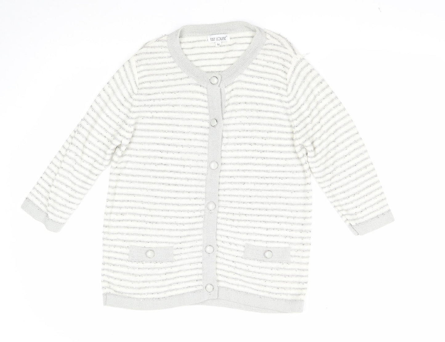 Womens UK Size M Fay Louise White Cardigan Jumper