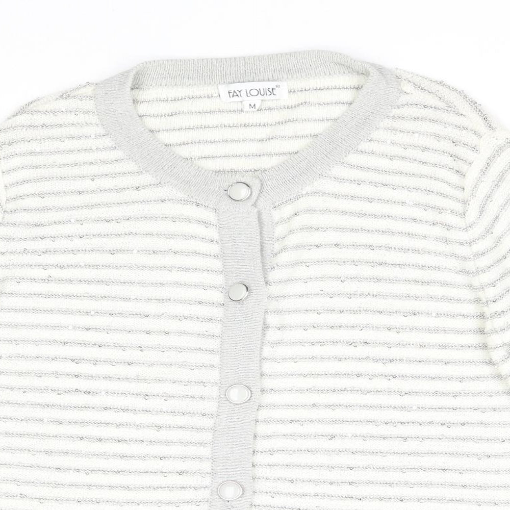 Womens UK Size M Fay Louise White Cardigan Jumper