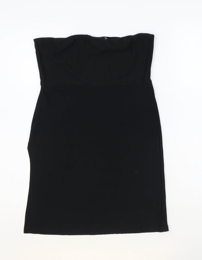 PRETTYLITTLETHING Womens Black Polyester Mini Size 10 Off the Shoulder Pullover