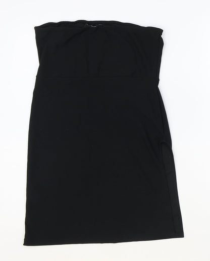 PRETTYLITTLETHING Womens Black Polyester Mini Size 10 Off the Shoulder Pullover