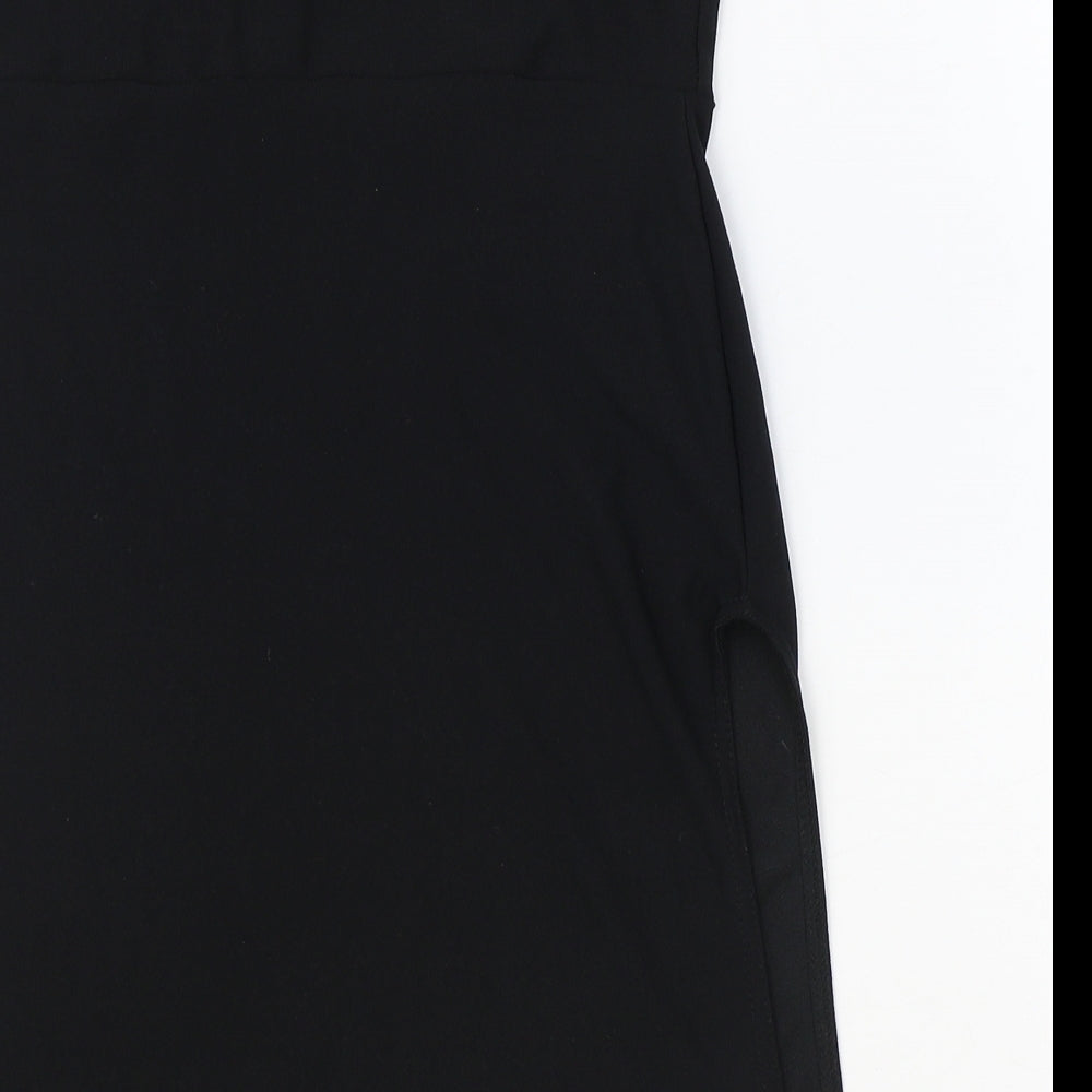 PRETTYLITTLETHING Womens Black Polyester Mini Size 10 Off the Shoulder Pullover