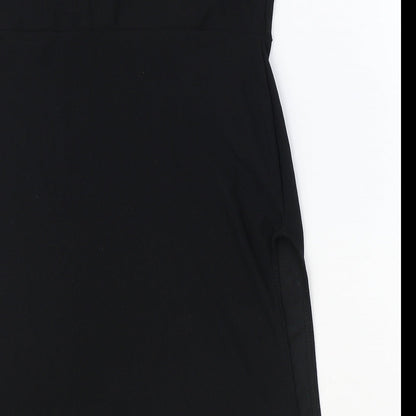 PRETTYLITTLETHING Womens Black Polyester Mini Size 10 Off the Shoulder Pullover