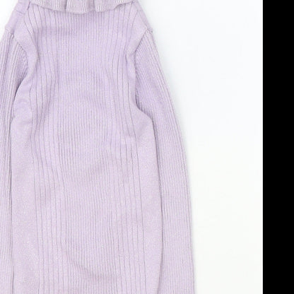 F&F Girls Purple Roll Neck Cotton Pullover Jumper Size 5-6 Years Pullover