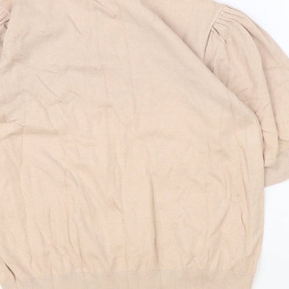 Oasis Womens Pink Floral Viscose Basic Blouse Size L Round Neck