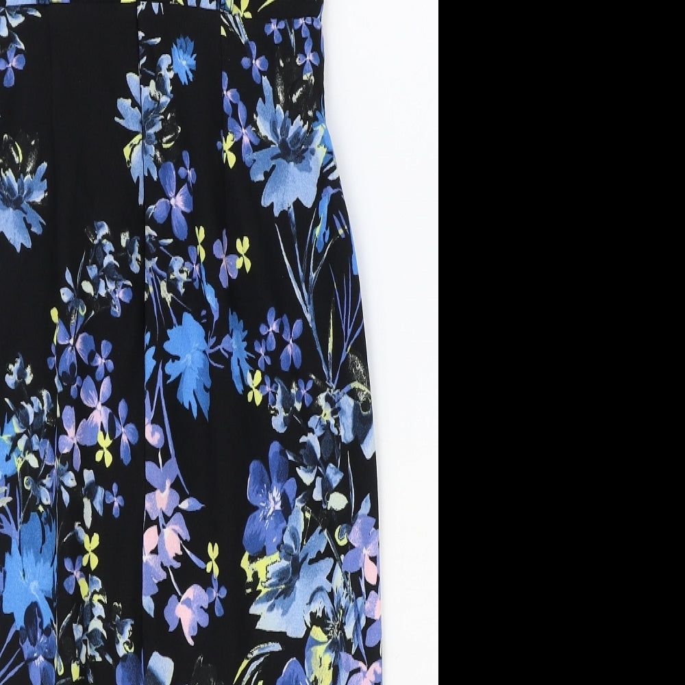 Miss Selfridge Womens Black Floral Polyester Pencil Dress Size 8 Square Neck Zip