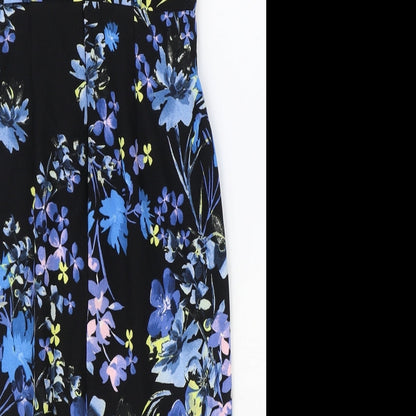 Miss Selfridge Womens Black Floral Polyester Pencil Dress Size 8 Square Neck Zip
