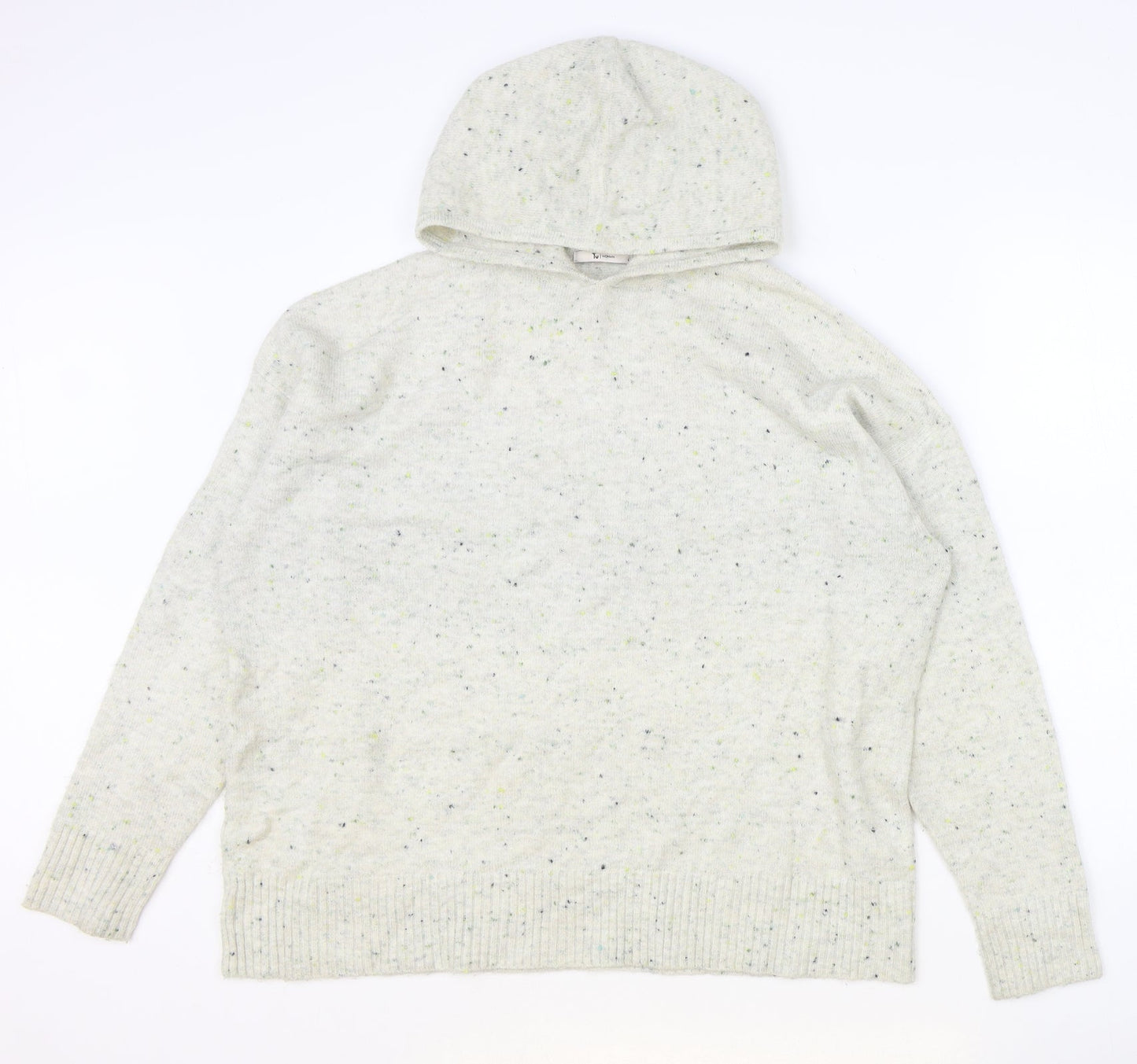 TU Womens Grey Round Neck Acrylic Pullover Jumper Size L