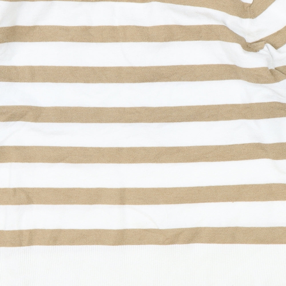 Primark Womens Brown V-Neck Striped Polyester Pullover Jumper Size M