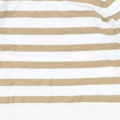 Primark Womens Brown V-Neck Striped Polyester Pullover Jumper Size M