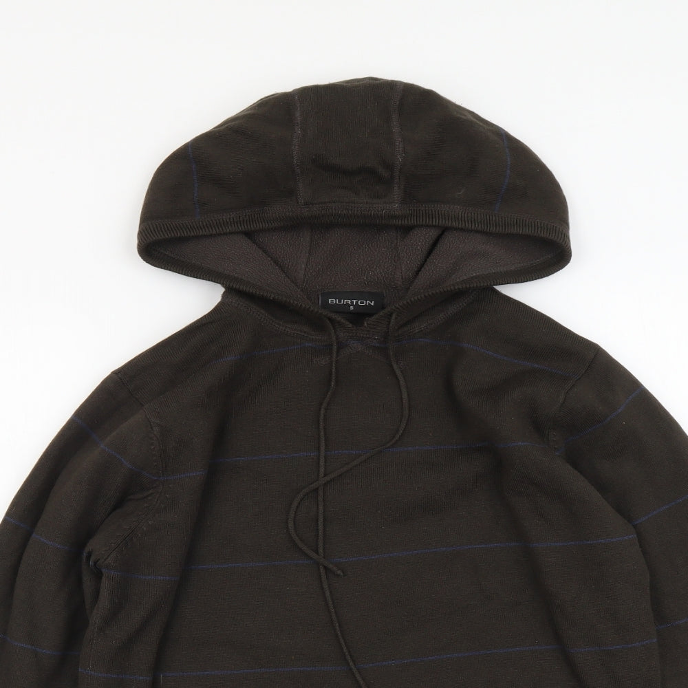 Burton Mens Brown Round Neck Striped Acrylic Pullover Jumper Size S Long Sleeve