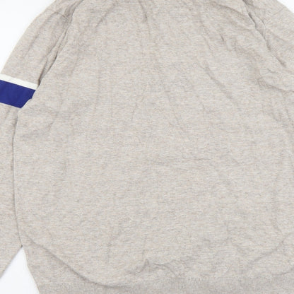 Marks and Spencer Mens Beige Collared Cotton Pullover Jumper Size M Long Sleeve