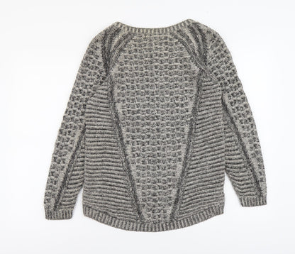 George Womens Beige Boat Neck Geometric Acrylic Pullover Jumper Size 8