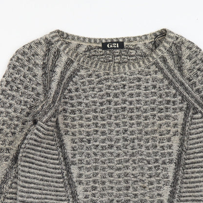 George Womens Beige Boat Neck Geometric Acrylic Pullover Jumper Size 8