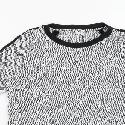 John Lewis Womens Black Geometric Viscose Basic Blouse Size 12 Round Neck