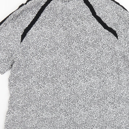 John Lewis Womens Black Geometric Viscose Basic Blouse Size 12 Round Neck