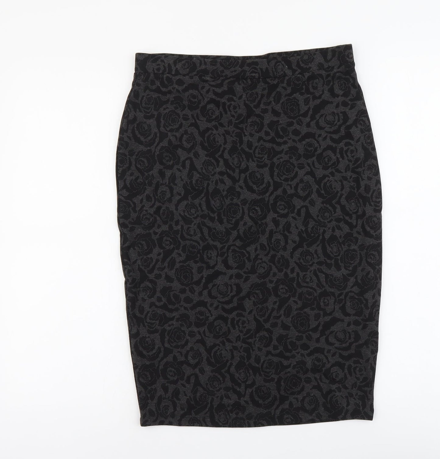 Marks and Spencer Womens Grey Floral Viscose Straight & Pencil Skirt Size 10