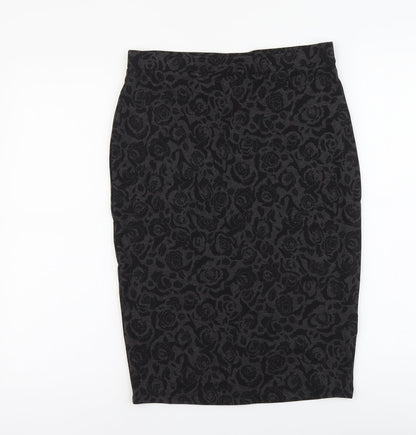 Marks and Spencer Womens Grey Floral Viscose Straight & Pencil Skirt Size 10