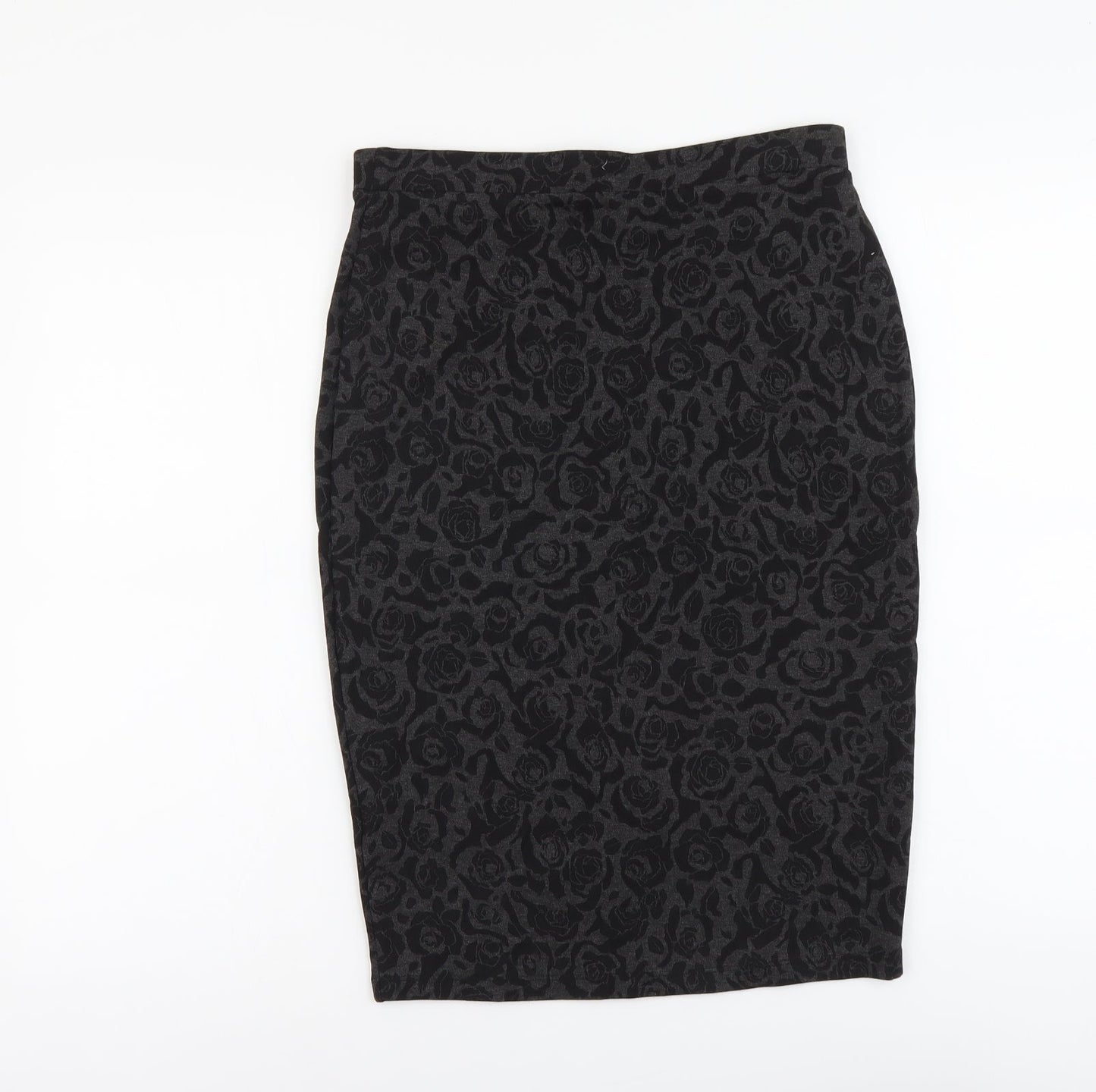 Marks and Spencer Womens Grey Floral Viscose Straight & Pencil Skirt Size 10