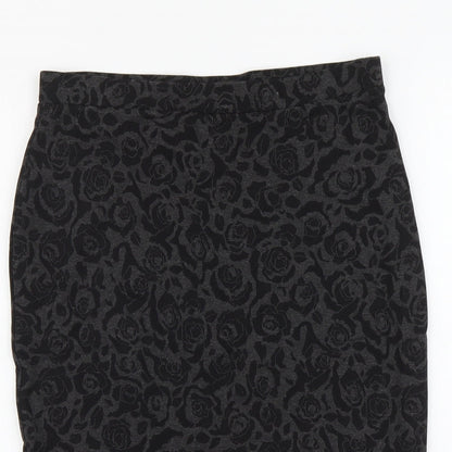 Marks and Spencer Womens Grey Floral Viscose Straight & Pencil Skirt Size 10