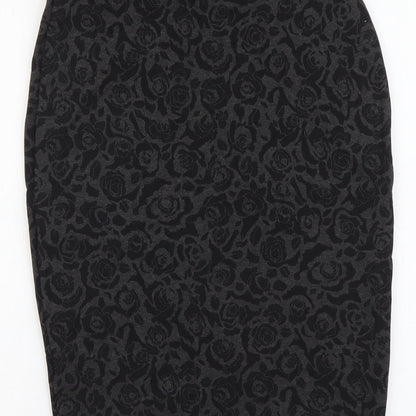 Marks and Spencer Womens Grey Floral Viscose Straight & Pencil Skirt Size 10