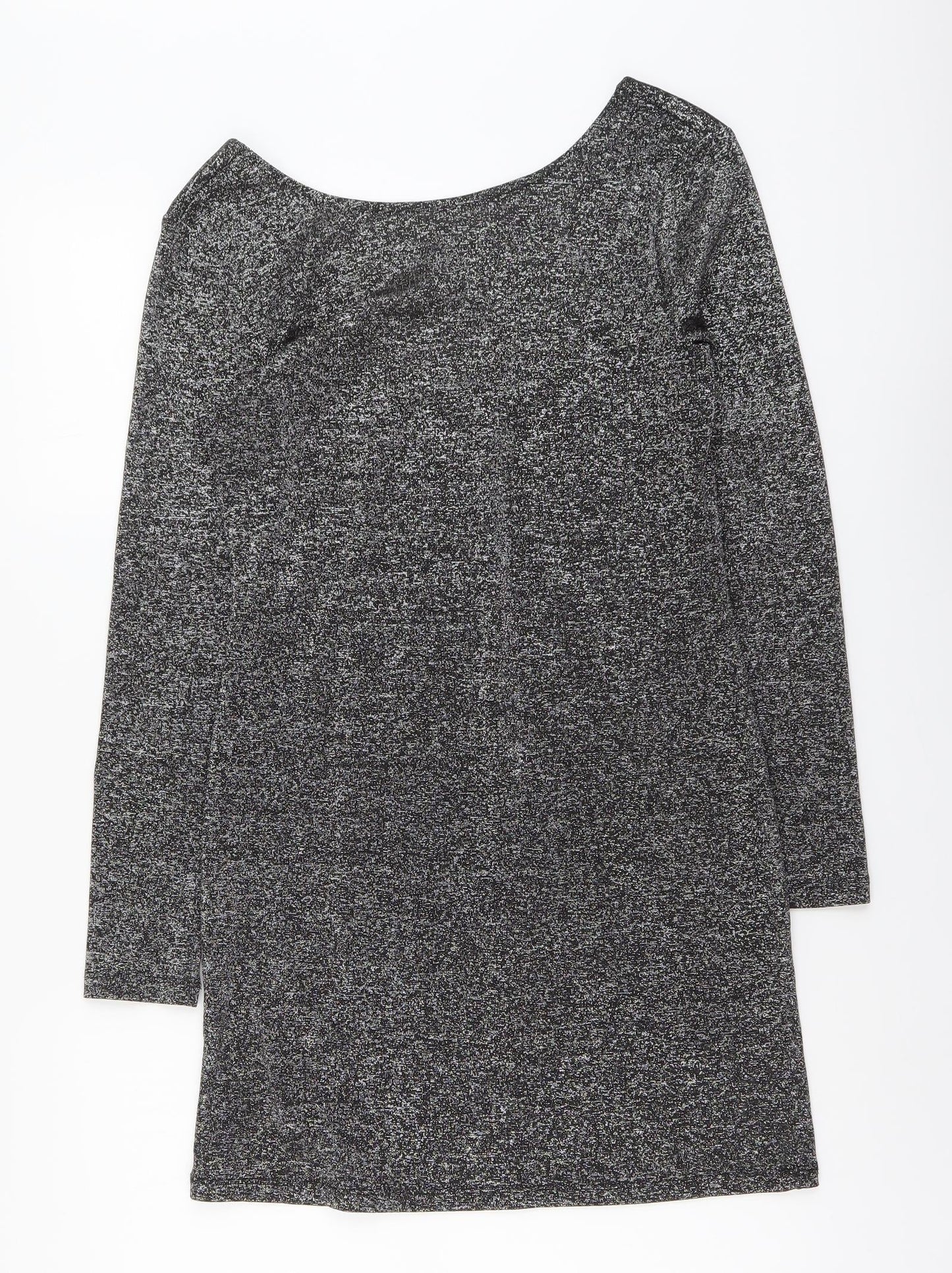 H&M Womens Silver Polyester A-Line Size M Scoop Neck Pullover