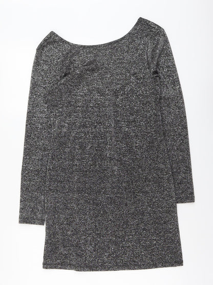 H&M Womens Silver Polyester A-Line Size M Scoop Neck Pullover
